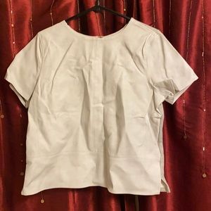 NWT Ann Taylor Loft leather type front/tweed like back top